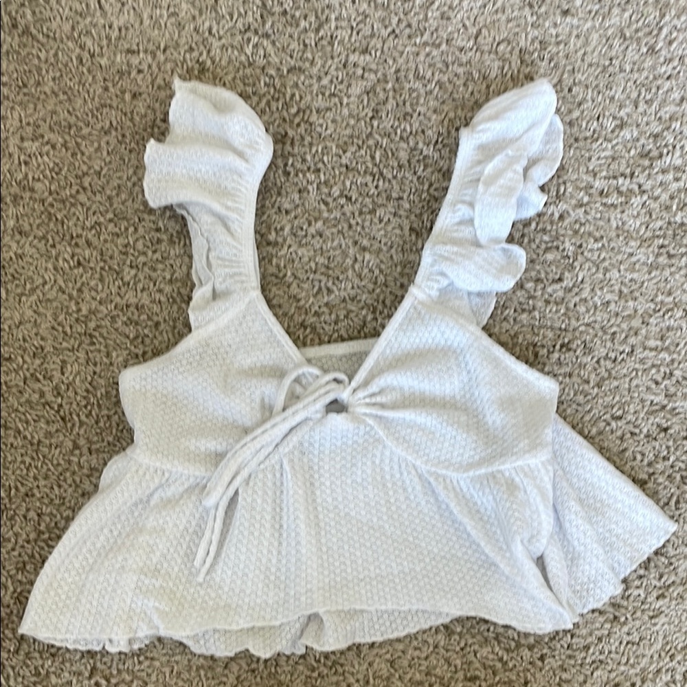 White Ruffled Women's Top